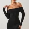Oriana Modal Off-Shoulder Mini Dress in Black