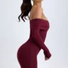 Oriana Modal Off-Shoulder Mini Dress in Wine Red