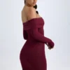 Oriana Modal Off-Shoulder Mini Dress in Wine Red