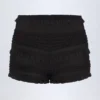 Orla Ruffled Mid-Rise Shorts in Black