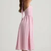 Orlena Button-Detail Halterneck Midaxi Dress in Soft Pink