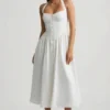 Orlena Button-Detail Halterneck Midaxi Dress in White