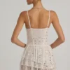 Orren Embellished Ruffled Tiered Mini Dress in White