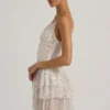 Orren Embellished Ruffled Tiered Mini Dress in White