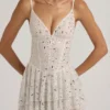 Orren Embellished Ruffled Tiered Mini Dress in White