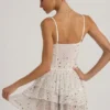 Orren Embellished Ruffled Tiered Mini Dress in White