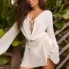 Oualie Cowl-Neck Mini Dress in White
