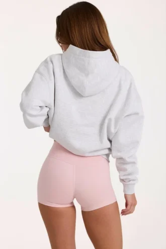 Oversized Applique Hoodie in Grey Marl