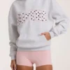 Oversized Applique Hoodie in Grey Marl