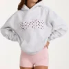 Oversized Applique Hoodie in Grey Marl
