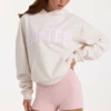 Oversized Applique Hoodie in Ivory Polka Dot