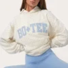 Oversized Applique Hoodie in Milk Polka Dot