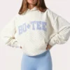 Oversized Applique Hoodie in Milk Polka Dot