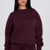 Oversized Crew-Neck Jumper in Burgundy