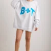 Oversized Crew Neck Sweatshirt in Grey Marl