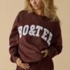 Oversized Crew Neck Sweatshirt in Mahogany