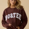 Oversized Crew Neck Sweatshirt in Mahogany