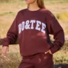 Oversized Crew Neck Sweatshirt in Mahogany