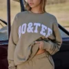Oversized Crew Neck Sweatshirt in Soft Olive
