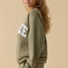 Oversized Crew Neck Sweatshirt in Soft Olive