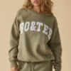 Oversized Crew Neck Sweatshirt in Soft Olive