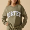 Oversized Crew Neck Sweatshirt in Soft Olive