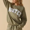 Oversized Crew Neck Sweatshirt in Soft Olive