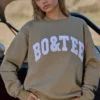 Oversized Crew Neck Sweatshirt in Soft Olive