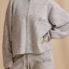 Oversized Zip-Up Cardigan in Ice Marl
