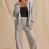 Oversized Zip-Up Cardigan in Ice Marl