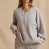 Oversized Zip-Up Cardigan in Ice Marl