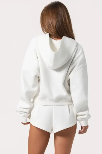 Oversized Zip-Up Hoodie  in Milk