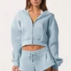Oversized Zip-Up Hoodie  in Powder Blue
