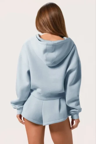 Oversized Zip-Up Hoodie  in Powder Blue