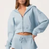 Oversized Zip-Up Hoodie  in Powder Blue