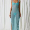 Pacifica Pearl-Detail Cut-Out Maxi Dress in Turquoise