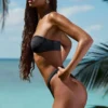 Pacifico Embellished Ruched Cheeky Bikini Bottoms in Black