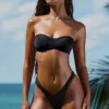 Pacifico Embellished Ruched Cheeky Bikini Bottoms in Black