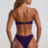 Palau Bead-Embellished High-Leg Cheeky Bikini Bottoms in Deep Purple