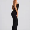Palermo Embellished Bandeau Cowl Neck Maxi Dress in Black