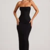 Palermo Embellished Bandeau Cowl Neck Maxi Dress in Black