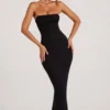 Palermo Embellished Bandeau Cowl Neck Maxi Dress in Black