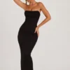 Palermo Embellished Bandeau Cowl Neck Maxi Dress in Black