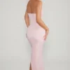 Palermo Embellished Bandeau Cowl Neck Maxi Dress in Blush