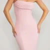 Palermo Embellished Bandeau Cowl Neck Maxi Dress in Blush