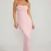 Palermo Embellished Bandeau Cowl Neck Maxi Dress in Blush