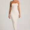 Palermo Embellished Bandeau Cowl Neck Maxi Dress in White
