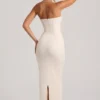 Palermo Embellished Bandeau Cowl Neck Maxi Dress in White