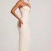 Palermo Embellished Bandeau Cowl Neck Maxi Dress in White