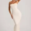 Palermo Embellished Bandeau Cowl Neck Maxi Dress in White